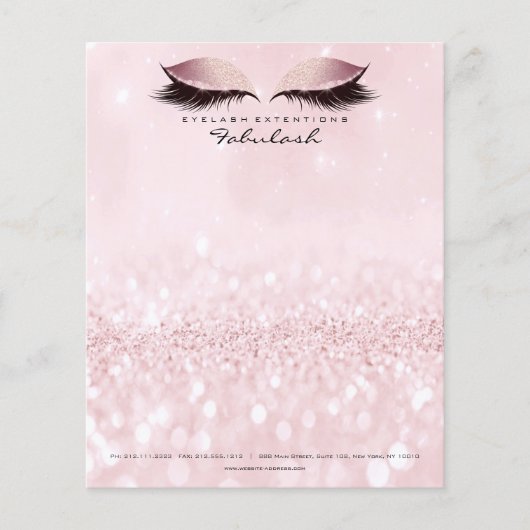 Beauty Studio Lashes Makeup Stylist Pastel Roze Flyer (Voorkant)