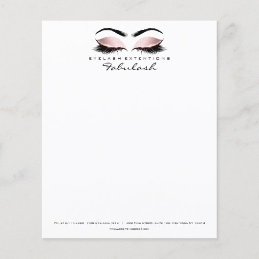 Beauty Studio Lashes Makeup Stylist Pink White Flyer (Voorkant)