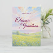 Beauty Sunset Watercolor Wedding Invitation (Debout devant)