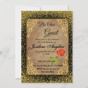 Beauty & The Beast Invitations Kaart