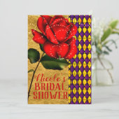 Beauty & The Beast Red Sparkle Roos Vrijgezellenfe Kaart (Staand voorkant)