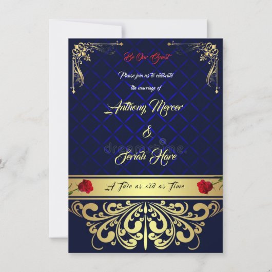 Beauty & the Beast Wedding Invitation Kaart (Voorkant)