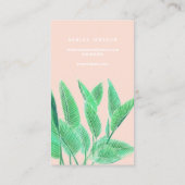Beauty typography waterverf tropical leaf roink visitekaartje (Achterkant)