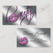 Beauty Visitekaartje Pink Sparkle Lips Paars (Voorkant / Achterkant)