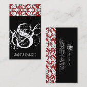 Beauty Visitekaartje Retro Damask Red (Voorkant / Achterkant)