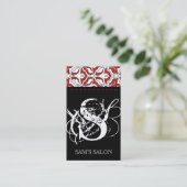 Beauty Visitekaartje Retro Damask Red (Staand voorkant)