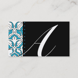 Beauty Visitekaartje Retro Damask Turquoise Blue