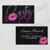 Beauty Visitekaartje Roze glanzende Lips Black Gre (Voorkant / Achterkant)