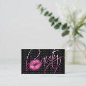 Beauty Visitekaartje Roze glanzende Lips Black Gre (Staand voorkant)