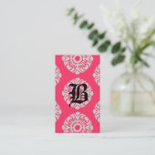 Beauty Visitekaartjes Damask Monogram Coral Beige (Staand voorkant)