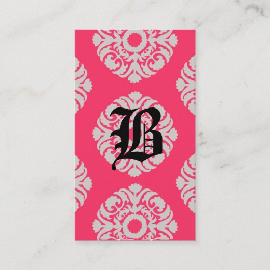 Beauty Visitekaartjes Damask Monogram Coral Beige (Voorkant)