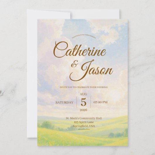 Beauty Watercolor Scenery Wedding Invitation (Dos)