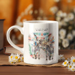 Beaux ânes | Happy Little Mug Monogram<br><div class="desc">Un joli monogramme avec de charmants petits ânes au Mexique et la citation "Je pense que je serai heureux aujourd'hui". Ceux-ci font de grands cadeaux lorsqu'ils sont fourrés avec quelques bonbons supplémentaires. Faites sourire quelqu'un aujourd'hui avec cette adorable petite tasse joyeuse. Ajoutez votre libellé personnalisé à cette conception à l'aide...</div>