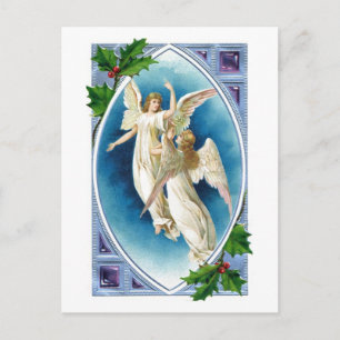 Beaux anges et carte postale de Noël Holly