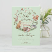 Beaux animaux de bois Baby shower Invitation (Debout devant)