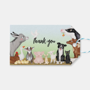 Beaux animaux de ferme merci étiquette cadeau