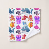 Beaux Animaux de mer colorés (Gant de toilette)