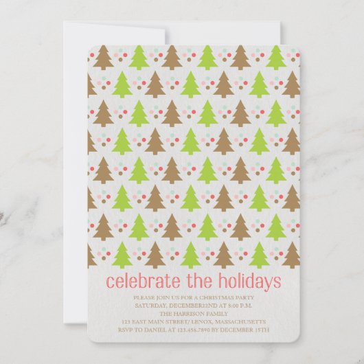 Beaux arbres de Noël et Invitations Pois (Devant)