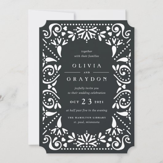 Beaux Arts bruiloft uitnodiging | Houtskool (Voorkant)