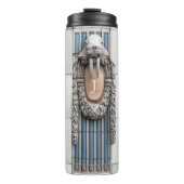 Beaux Arts Walrus Sculpture Custom Monogram Thermosbeker (Voorkant)