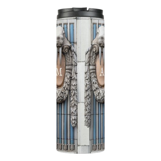 Beaux Arts Walrus Sculpture Custom Monogram Thermosbeker (Achterkant)