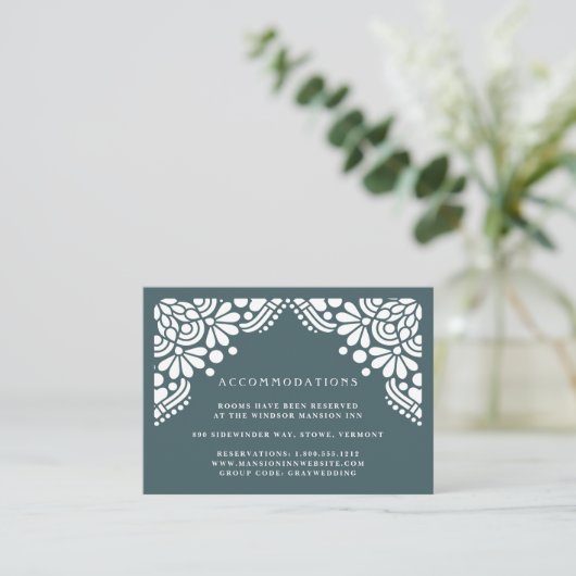 Beaux Arts Wedding Hotel Accommodatie Cards Informatiekaartje (Staand voorkant)