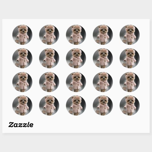 Beaux autocollants ronds de chiot (Feuille)