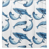 Beaux baleines bleues et rideau en douche de (Devant)