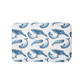 Beaux baleines bleues et tapis de bain de Narwhals (Devant)