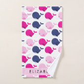 Beaux Baleines, Motif De Baleines, Votre Nom (Serviette à main)