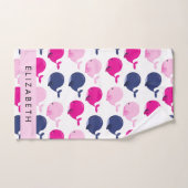 Beaux Baleines, Motif De Baleines, Votre Nom (Serviette à main)