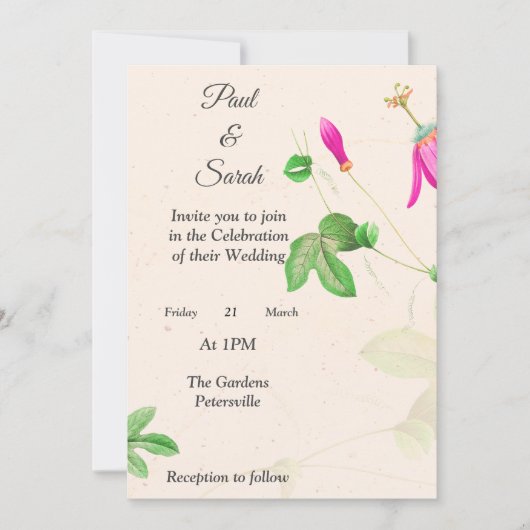 Beaux bourgeons roses Faire-part de mariage, (Devant)