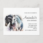Beaux Chevaux en Aquarelle Invitation Anniversaire (Devant)
