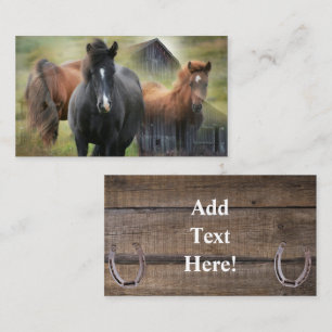 Beaux chevaux et Rustic Barn Carte de visite
