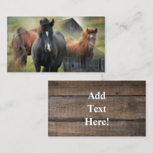 Beaux chevaux et Rustic Barn Carte de visite