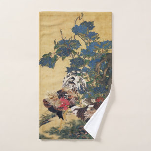 Beaux coq et poule multicolores