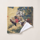 Beaux coq et poule multicolores (Gant de toilette)