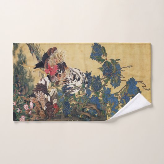 Beaux coq et poule multicolores (Serviette à main)
