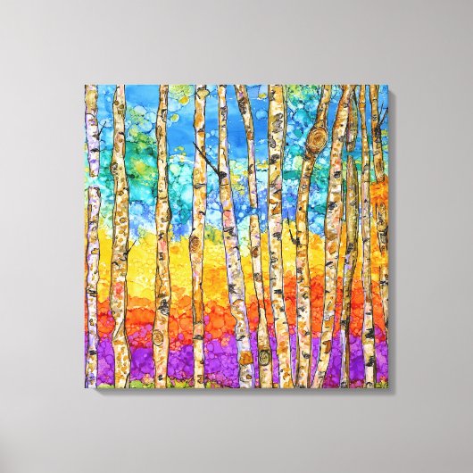 Beaux et colorés arbres trembles toile 20x20" (Recto)