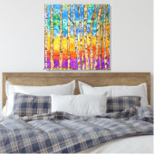 Beaux et colorés arbres trembles toile 20x20" (Insitu(Chambre))