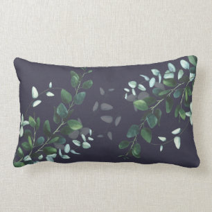 Beaux Feuilles sur Navy Lumbar Coussin