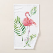 Beaux flamants roses et feuilles tropicaux (Serviette à main)