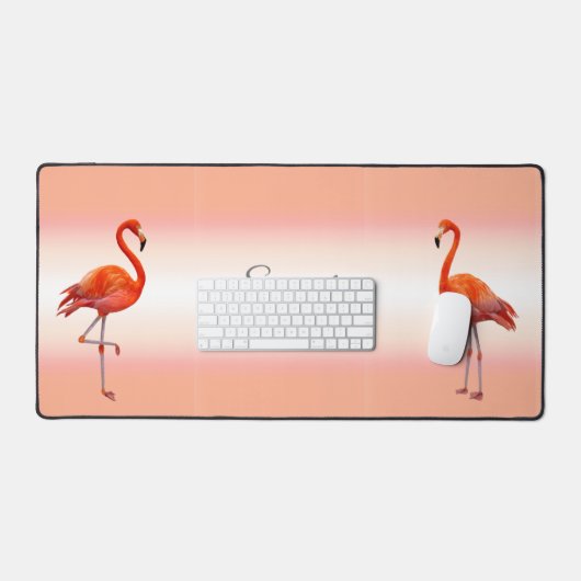 Beaux flamants roses sur fond corail clair (Clavier et souris)