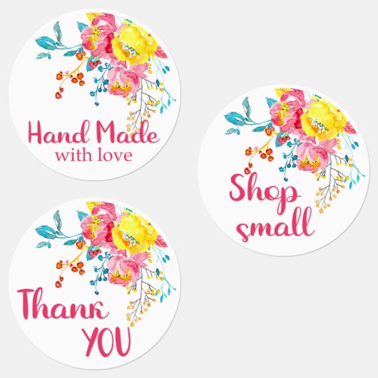 Beaux Fleurs Petite Entreprise Sticker Étiquettes (Groupe)