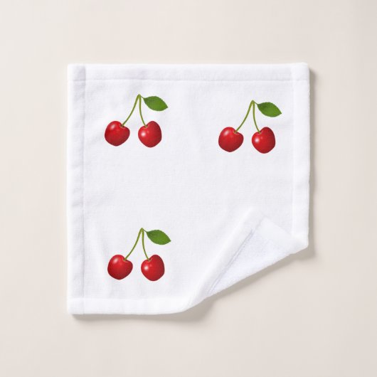 Beaux fruits de cerise sur blanc (Gant de toilette)