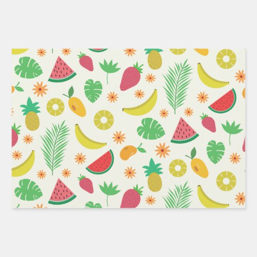 Beaux fruits d'été et motif feuille tropical (Devant 3)