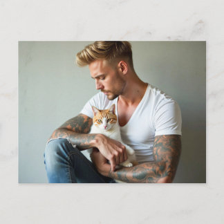Beaux Hommes & Cartes d'Art de Chats
