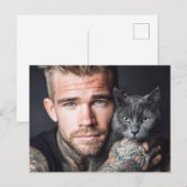 Beaux Hommes & Cartes d'Art de Chats (Devant / Derrière)