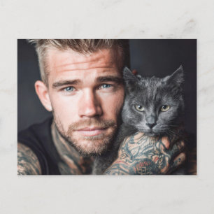 Beaux Hommes & Cartes d'Art de Chats