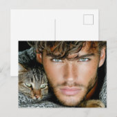 Beaux Hommes & Cartes d'Art de Chats (Devant / Derrière)